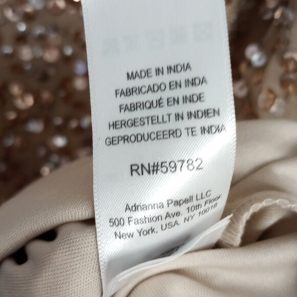 Adrianna Papell Gold Sequined Off-Shoulder Dress - Picture 11 of 13